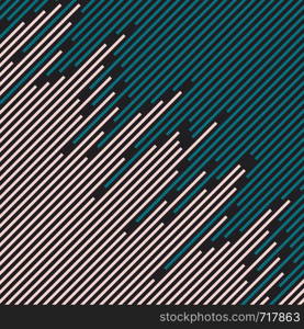 Abstract diagonal striped lines pattern dark blue and pink on black background and texture minimal design. Vector illustration