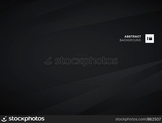 Abstract diagonal stripes black and gray gradient color dark background. Paper fold crease. You can use for cover brochure design, poster, advertising, banner web, leaflet, flyer, card, presentation, etc. Vector illustration