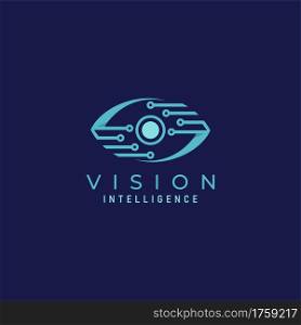 Abstract Digital Blue Eye Vision Logo Design. Usable for Business and Technology Brand. Vector Logo Illustration. Graphic Design Element.