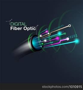 Abstract digital fiber optic cable.
