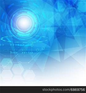 Abstract Digital hitech technology background with low poly Blue design