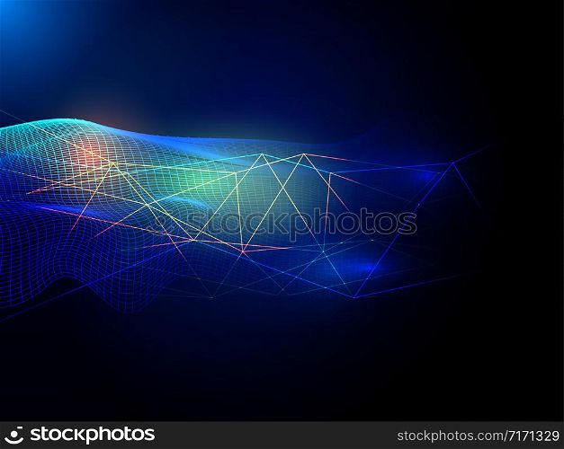 Abstract digital lines technology and effects of multicolored lighting, vector illustrations