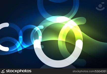 Abstract digital technology background. Abstract digital technology background, round shape with glowing effects on dark space