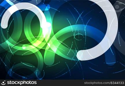 Abstract digital technology background. Abstract digital technology background, round shape with glowing effects on dark space