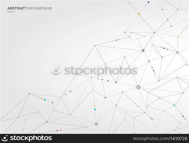 Abstract digital technology concept connecting dots and lines on white background. Molecular structure and communication. Vector illustration