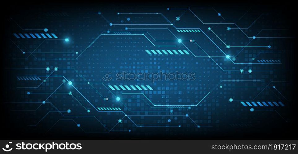 Abstract digital technology futuristic blue cyber concept background. You can use business internet design. Vector illustration