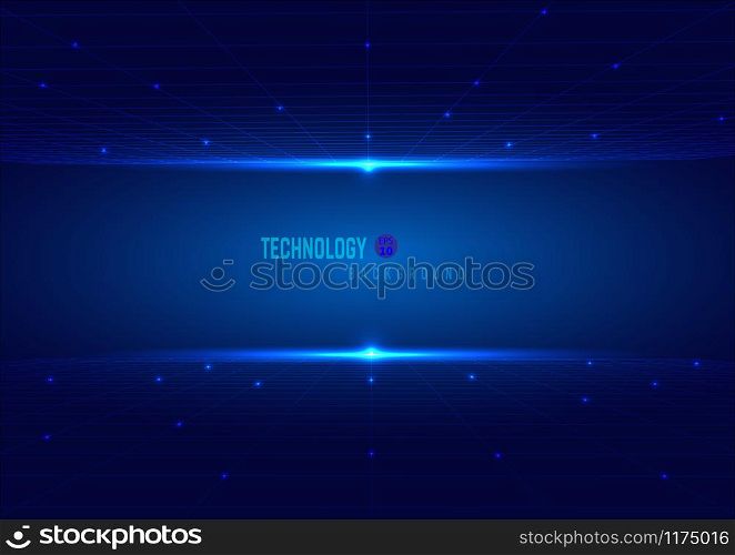 Abstract digital technology on blue background style. Science and connection. banner web with copy space for text.Vector illustration