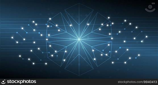  Abstract digital technology with geometric and blue background.Vector illustration.Eps10