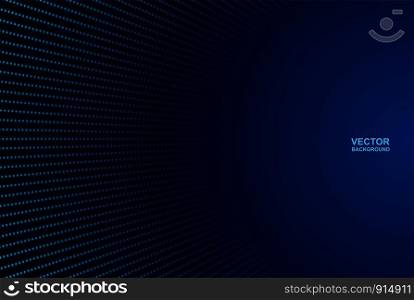 Abstract. Digital wavy doted dark blue background. Technology concept. vector.