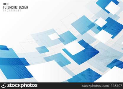 Abstract distort of square and white blue technology artwork graphic design cover background. Use for ad, poster, template design, print. illustration vector eps10