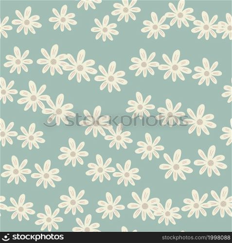 Abstract ditsy flowers seamless pattern on green background. Floral ornament. Retro chamomile print. Pretty botanical backdrop. Design for fabric , textile print, surface, wrapping paper, cover.. Abstract ditsy flowers seamless pattern on green background. Floral ornament.