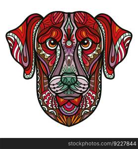 Abstract dog head with decorative ornaments and doodle elements. Close up labrador retriever dog. Vector illustration. For puzzle, print, decor, T-shirt design, mosaic, tattoo and embrodery. labrador retriever head dog color tangle doodle vector illustration
