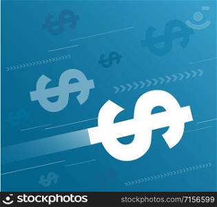 abstract dollars and blue background vector illustration