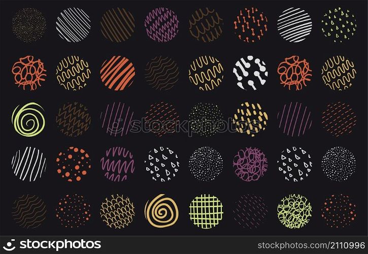 Abstract doodle circles pattern template design of artwork. Simply design for isolate hand drawing background set. Illustration vector