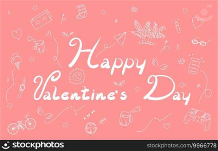 Abstract doodle design of hand drawing style of Valentines’ Day template. Minimal style for art decoration background. illustration vector