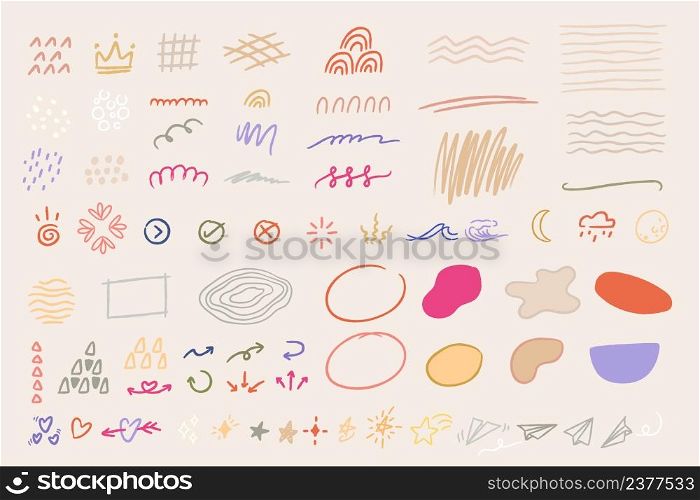 abstract doodle elements line,shape,icon and pattern organic styles for decoration, background, etc.