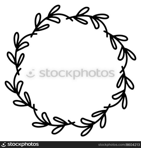 Abstract doodle floral frame. From Leaves and flowers isolated on white background.. Abstract doodle floral frame. From Leaves and flowers isolated on white background. Vector stock illustration.