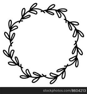 Abstract doodle floral frame. From Leaves and flowers isolated on white background.. Abstract doodle floral frame. From Leaves and flowers isolated on white background. Vector stock illustration.
