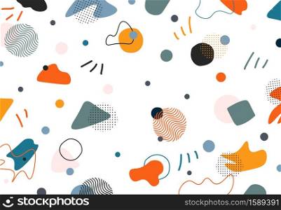 Abstract doodle memphis design of free shapes elements decorative artwork background. illustration vector eps10