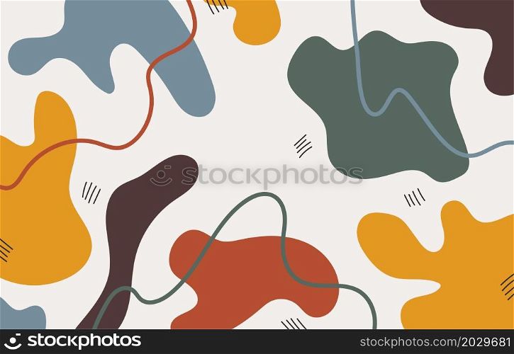 Abstract doodle organic shapes pattern design decorative template. Overlapping style of minimal colorful background. Illustration vector