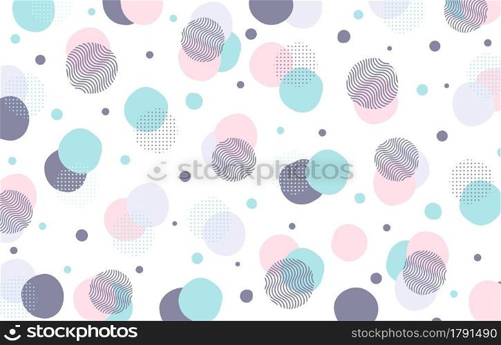 Abstract doodle style of soft colorful design artwork pattern. Overlapping with hand drawing with halftone background. illustration vector