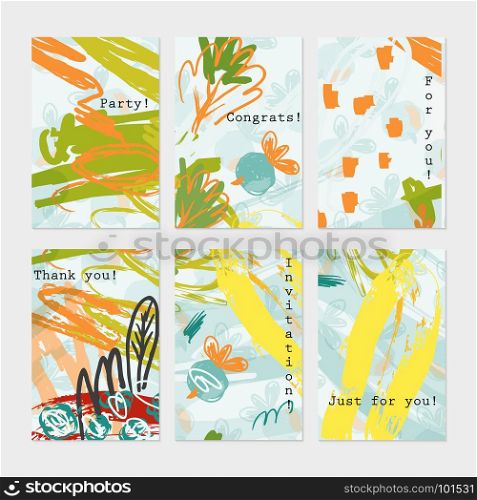 Abstract doodled berries yellow green.Hand drawn creative invitation greeting cards.Poster placard flayer design templates. Anniversary Birthday wedding party cards.Isolated on layer.