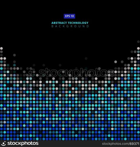Abstract dots blue and gray color on black background, Technology background, Data transfer, Vector illustration