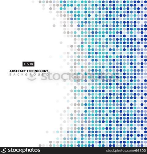 Abstract dots blue and gray color on white background, Technology background, Data transfer, Vector illustration