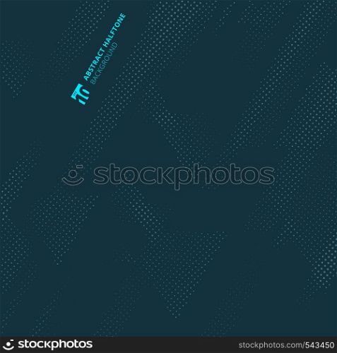 Abstract dots pattern halftone technology geometric triangles on dark blue background and texture. Vector illustration
