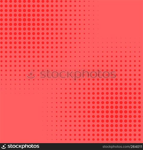 Abstract dots pattern or gradient halftone on yellow background. Retro comic cartoon. Trend color living coral 2019. Vector illustration