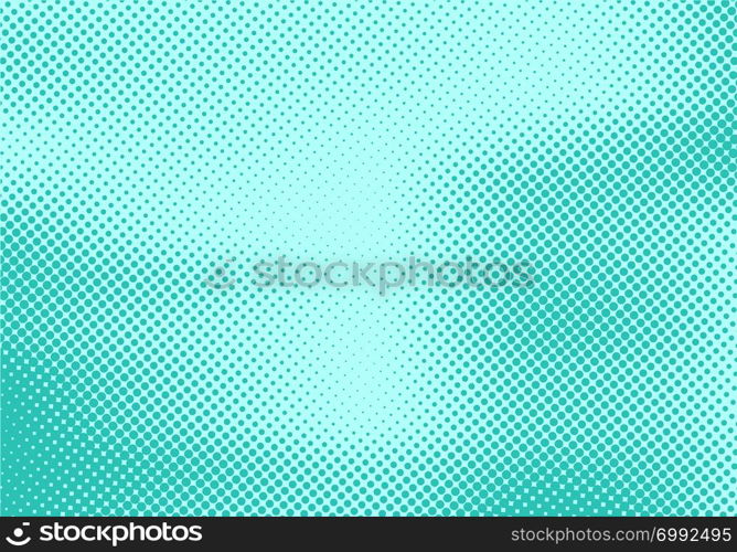 Abstract dots stripe halftone effect on green turquoise background and texture. Retro 80&rsquo;s style color. Vector illustration