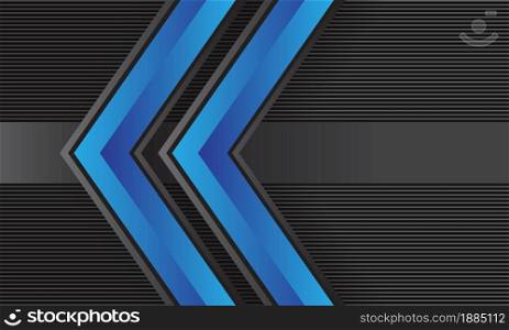 Abstract double blue arrow direction on grey lines pattern technology futuristic design creative background vector illustration.