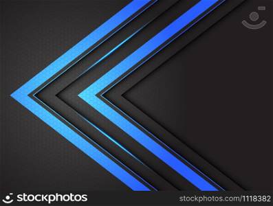 Abstract double blue light arrow direction on dark grey hexagon mesh design modern luxury futuristic background vector illustration.