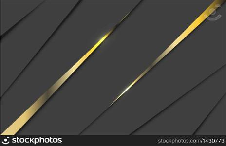 Abstract double gold line glossy triangle on grey design modern luxury background vector illustration.