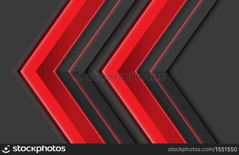 Abstract double red arrow metallic direction on grey design modern futuristic background vector illustration.