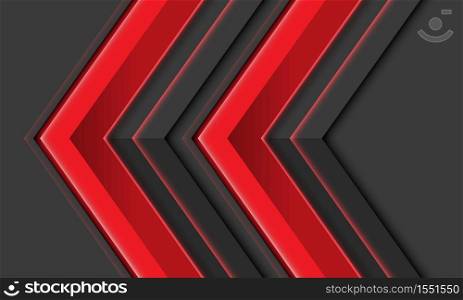 Abstract double red arrow metallic direction on grey design modern futuristic background vector illustration.