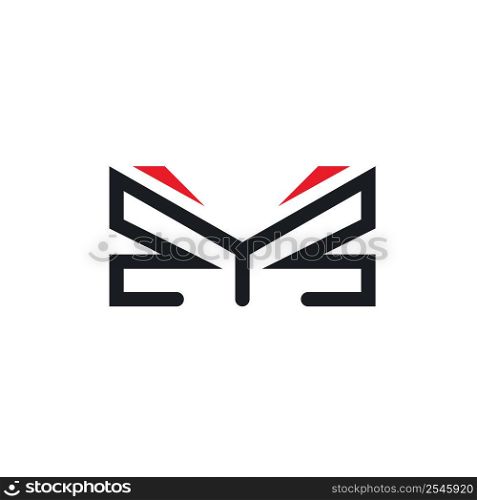 abstract dragonfly or butterfly icon vector concept design web template