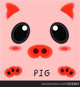 Abstract drawing animal pig picture 2d design. Use for cute work for kids, learning studying world of life. illustration vector eps10