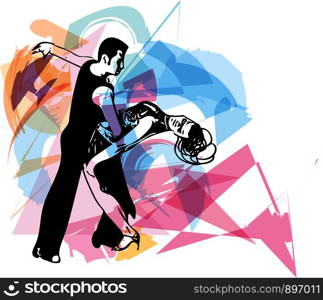 Abstract drawing of Latino Dancing couple vector illustration