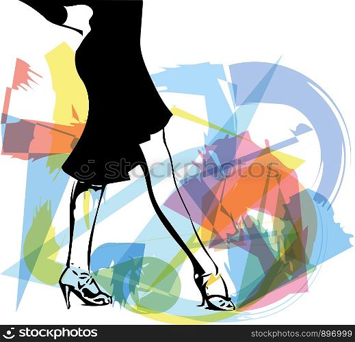 Abstract drawing of Latino Dancing woman legs vector illustration