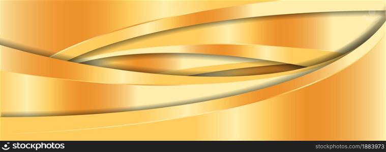 Abstract Dynamic Gold Background with Various Shape Design. Usable for Background, Wallpaper, Banner, Poster, Brochure, Card, Web, Presentation. Vector Illustration Design Template. Graphic Design Element.