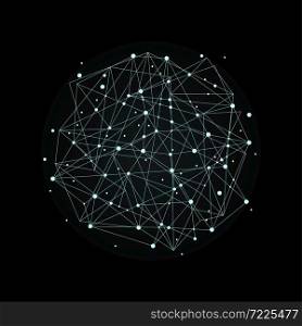 Abstract dynamic spot of nodes and lines for medicine, science, technology, chemistry. Neural network. Vector concept on dark background. Abstract dynamic spot of nodes and lines for medicine, science, technology, chemistry. Neural network.