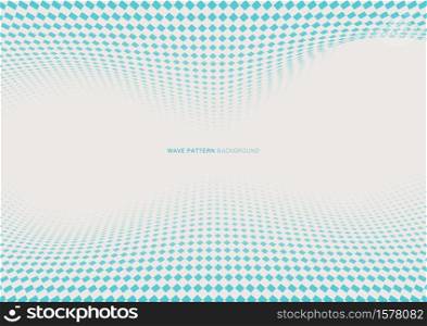 Abstract dynamic wave blue square halftone on white background with space for your text. Vector illustration