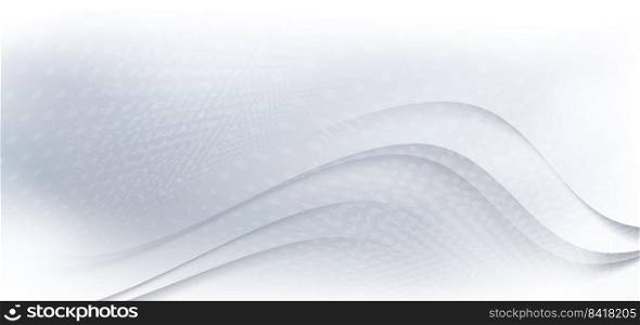 Abstract dynamic wavy curved lines and dot pattern on gray background. You can use for ad, poster, template, business presentation. Vector illustration