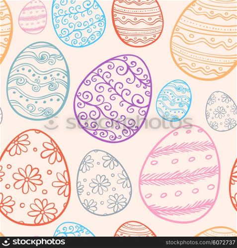 Abstract Easter seamless pattern with hand drawn eggs