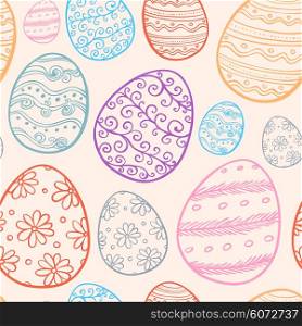 Abstract Easter seamless pattern with hand drawn eggs