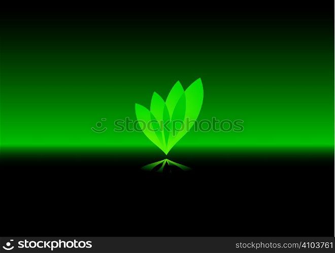 Abstract eco leaf design in green and black