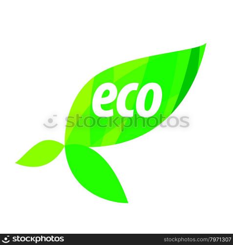 Abstract eco vector logo with green leaves