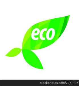 Abstract eco vector logo with green leaves