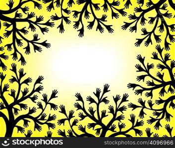 Abstract editable vector border of hands with each branch as a separate colorable object